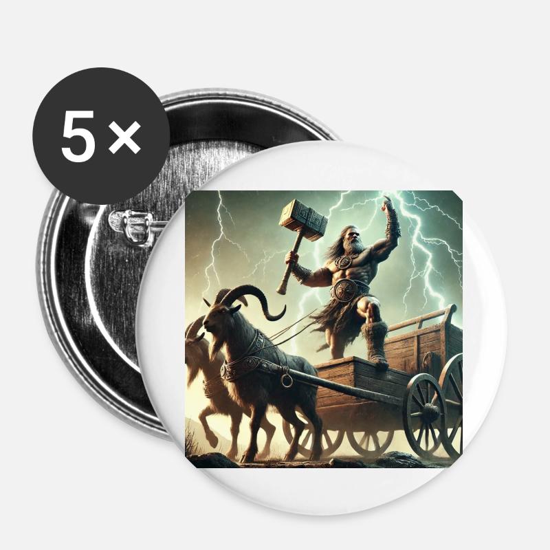 Thor, Viking and Germanic god - Buttons large 2.2''/56 mm (5-pack) - white