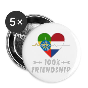 Ethiopia and the Netherlands 100% friendship - Buttons large 2.2''/56 mm (5-pack) - white - Front