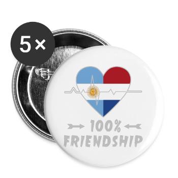 Argentina and the Netherlands 100% friendship - Buttons large 2.2''/56 mm (5-pack) - white - Front
