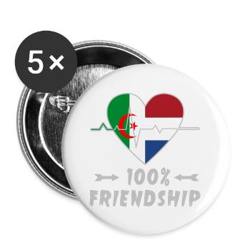 Algeria and the Netherlands 100% friendship - Buttons large 2.2''/56 mm (5-pack) - white - Front