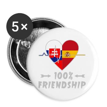Slowakei und Spanien 100% Freundschaft - Buttons groß 56 mm (5er Pack) - Weiß - Vorne