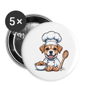 Dog Chef Dog Friends Gift Cookie Cookies - Buttons large 2.2''/56 mm (5-pack) - white - Front
