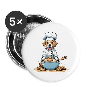 Dog Chef Dog Friends Gift Cookie Cookies - Buttons large 2.2''/56 mm (5-pack) - white - Front