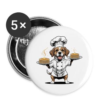 Dog Chef Dog Lovers Gift PaneCake - Lot de 5 grands badges (56 mm) - blanc - Devant