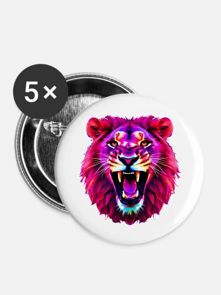 Löwe - Buttons groß 56 mm (5er Pack) - Weiß