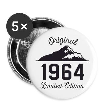 Original 1964 Jahrgang Berge Vintage Geburtstag - Buttons groß 56 mm (5er Pack) - Weiß - Vorne