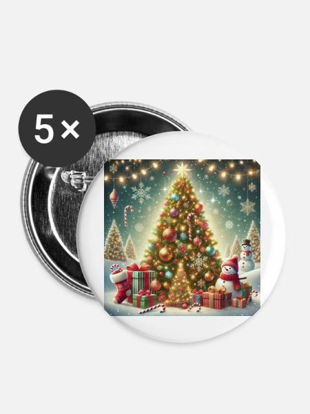 Christmas tree - Buttons groß 56 mm (5er Pack) - Weiß