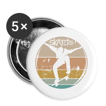 planche à roulettes skateur rétro vintage logo icône icône - Lot de 5 grands badges (56 mm) - blanc - Devant