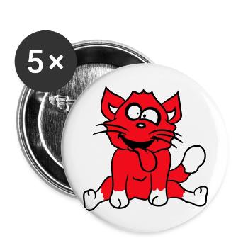 Chat Plisse les yeux Drôle Fou Langue Sortie Grimace - Lot de 5 grands badges (56 mm) - blanc - Devant