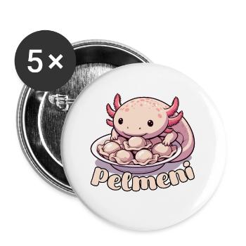 Axolotl Pelmeni süß Geschenk - Buttons groß 56 mm (5er Pack) - Weiß - Vorne