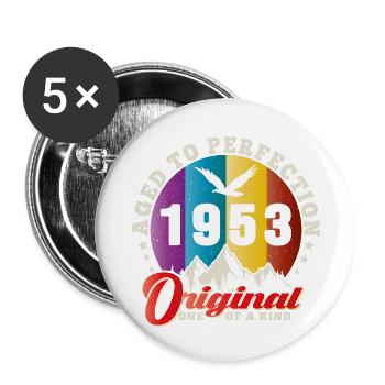 Perfektion 1953 -71. Jubiläum, Original - Buttons groß 56 mm (5er Pack) - Weiß - Vorne