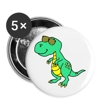 Dinosaure cool - Lot de 5 grands badges (56 mm) - blanc - Devant