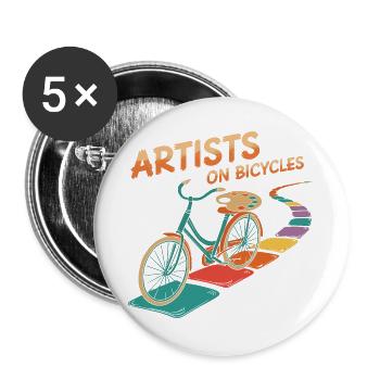 Artists on Bicycles - Buttons large 2.2''/56 mm (5-pack) - white - Front