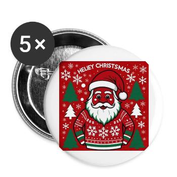 Weihnachtsmann Xmas Geschenke Weihnachten - Buttons groß 56 mm (5er Pack) - Weiß - Vorne
