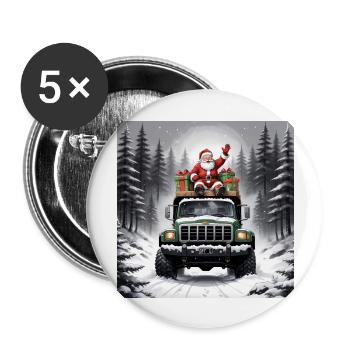 Muscle Car Noël Cadeaux Noël - Lot de 5 grands badges (56 mm) - blanc - Devant