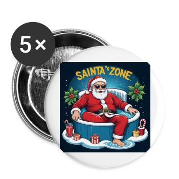 Père Noël piscine Cadeaux amusants Noël - Lot de 5 grands badges (56 mm) - blanc - Devant
