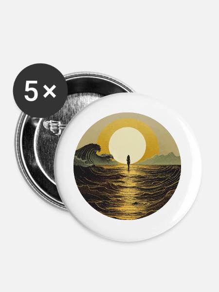 Mondschein am Meer - Buttons groß 56 mm (5er Pack) - Weiß