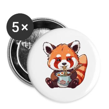 Red Panda Little Panda Ramen - Buttons large 2.2''/56 mm (5-pack) - white - Front