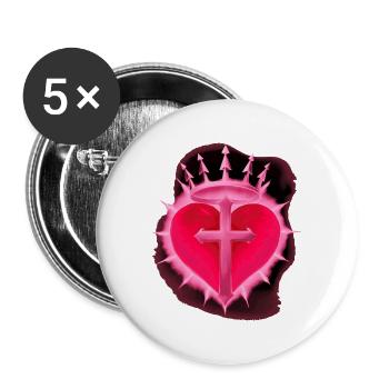 Gothic-Herz, Kreuze, romantiker - Buttons groß 56 mm (5er Pack) - Weiß - Vorne