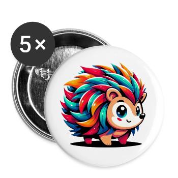 Igel - Buttons groß 56 mm (5er Pack) - Weiß - Vorne