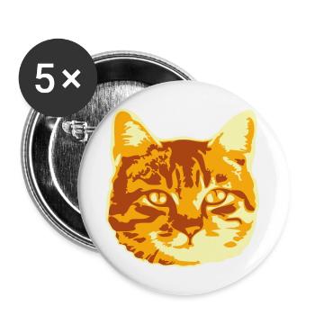 Joli chat réaliste face de tête - Lot de 5 grands badges (56 mm) - blanc - Devant