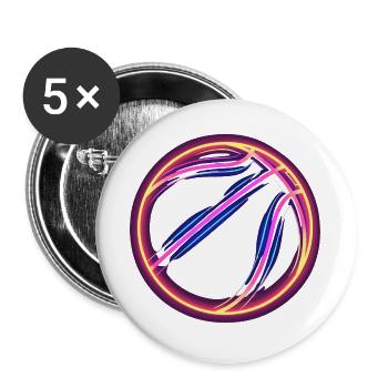 Basketball Retrowave - Buttons groß 56 mm (5er Pack) - Weiß - Vorne