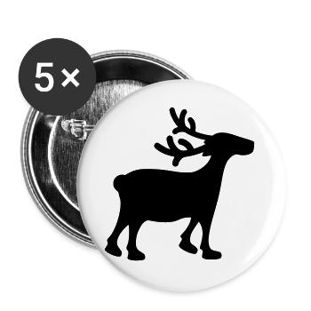 Rentier Xmas 1 - Buttons groß 56 mm (5er Pack) - Weiß - Vorne
