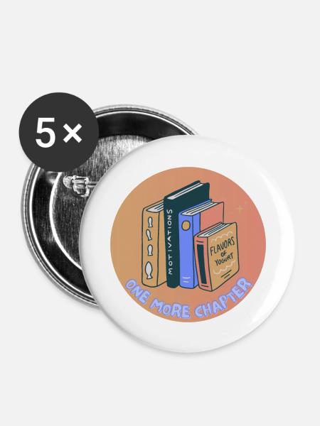 Noch ein Kapitel - Buttons groß 56 mm (5er Pack) - Weiß