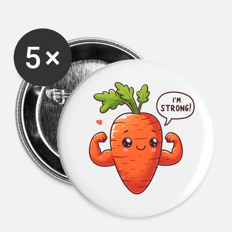 Strong Carrot - Buttons large 2.2''/56 mm (5-pack) - white