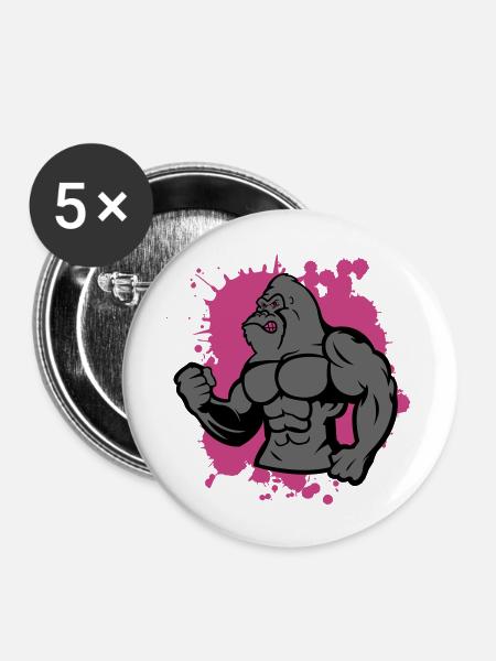 gorilla stark tier - Buttons groß 56 mm (5er Pack) - Weiß