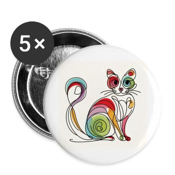 cat swirl - Buttons large 2.2''/56 mm (5-pack) - white - Front