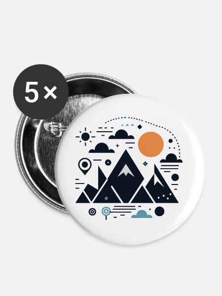 Gebirge - Buttons groß 56 mm (5er Pack) - Weiß