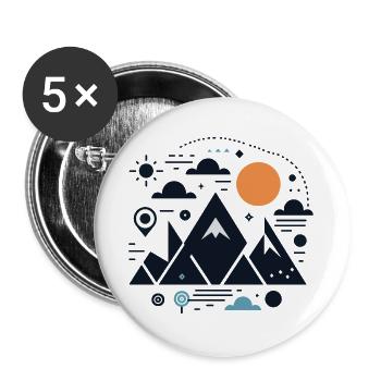 Gebirge - Buttons groß 56 mm (5er Pack) - Weiß - Vorne