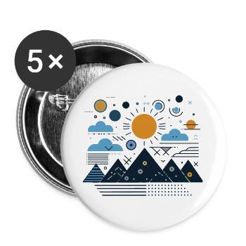 Gebirge - Buttons groß 56 mm (5er Pack) - Weiß - Vorne