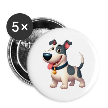 Bullterrier 3 - Buttons groß 56 mm (5er Pack) - Weiß - Vorne