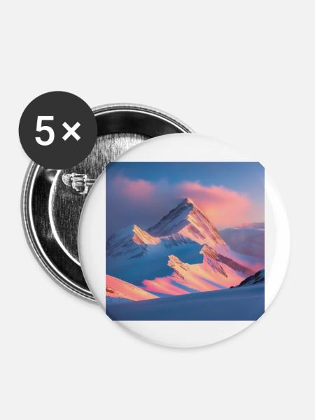 Mountain Range - Buttons groß 56 mm (5er Pack) - Weiß