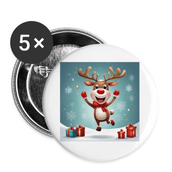 Merry Christmas, Happy Holidays; Rennes - Buttons large 2.2''/56 mm (5-pack) - white - Front