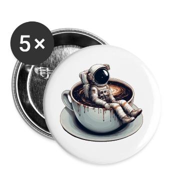 Café astronaute Mug Galaxy Cadeau - Lot de 5 grands badges (56 mm) - blanc - Devant
