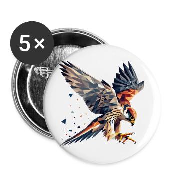 Falcon Bird of Prey Polygon Style - Buttons large 2.2''/56 mm (5-pack) - white - Front