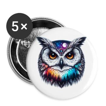 Hibou - Lot de 5 grands badges (56 mm) - blanc - Devant