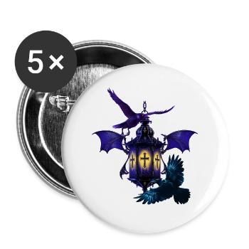 laterne, Kolkrabe, kreuze - Buttons groß 56 mm (5er Pack) - Weiß - Vorne