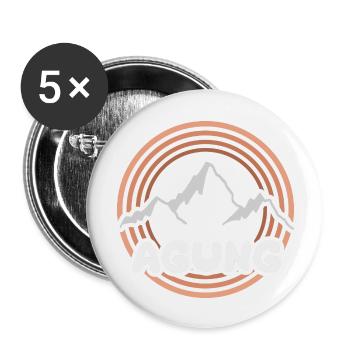 Agung als Berg - Buttons groß 56 mm (5er Pack) - Weiß - Vorne