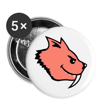 Chat sauvage maléfique Tigre à dents de sabre Tigre à longues dents - Lot de 5 grands badges (56 mm) - blanc - Devant