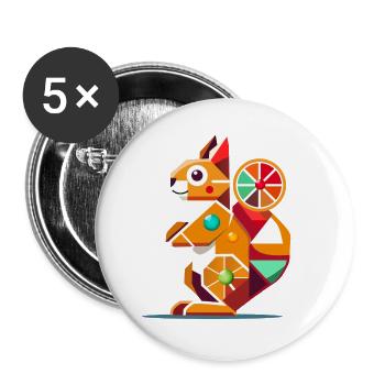 Écureuil géométrique Accroche-regard coloré - Lot de 5 grands badges (56 mm) - blanc - Devant