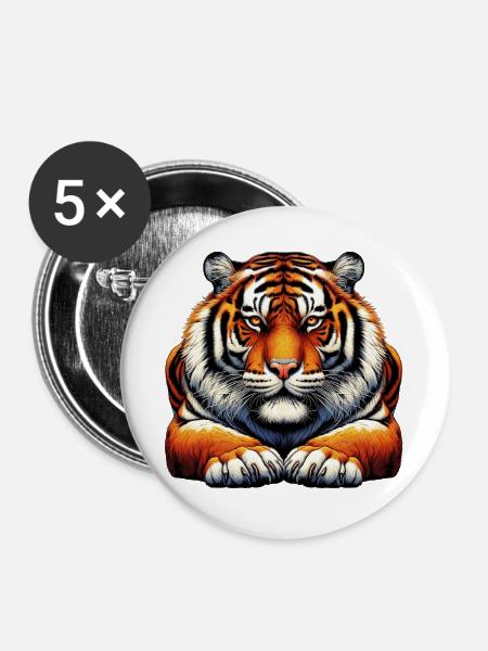 Tiger - Buttons groß 56 mm (5er Pack) - Weiß