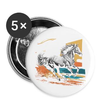 Friesian Girl – Stolz auf meine Friesen - Buttons groß 56 mm (5er Pack) - Weiß - Vorne