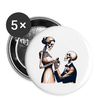 Hochzeit Skelett Parodie Design - Buttons groß 56 mm (5er Pack) - Weiß - Vorne