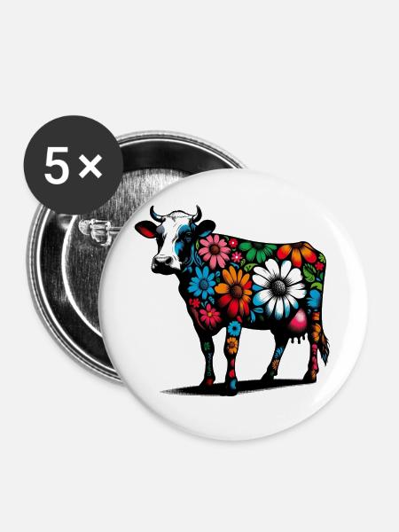 Kuh - Buttons groß 56 mm (5er Pack) - Weiß