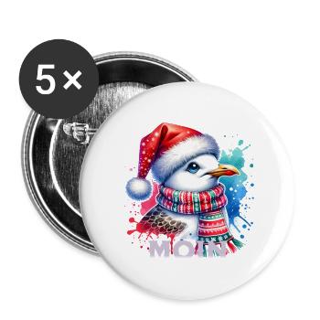 Moin Seagull Christmas - Buttons large 2.2''/56 mm (5-pack) - white - Front