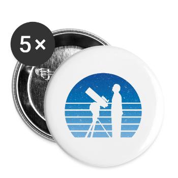 Astronom Teleskop Retro Vintage Weltraum Sterne - Buttons groß 56 mm (5er Pack) - Weiß - Vorne